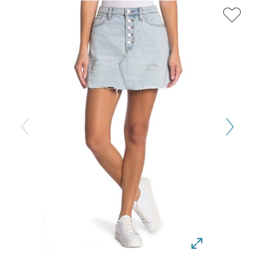 Free People Distressed Cut Off Mini Skirt Size 31 - Picture 2 of 11